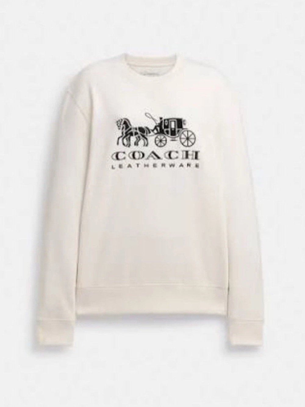 New Authentic Coach cream Carriage Logo Sweatshirt medium $298 Shirt Jacket